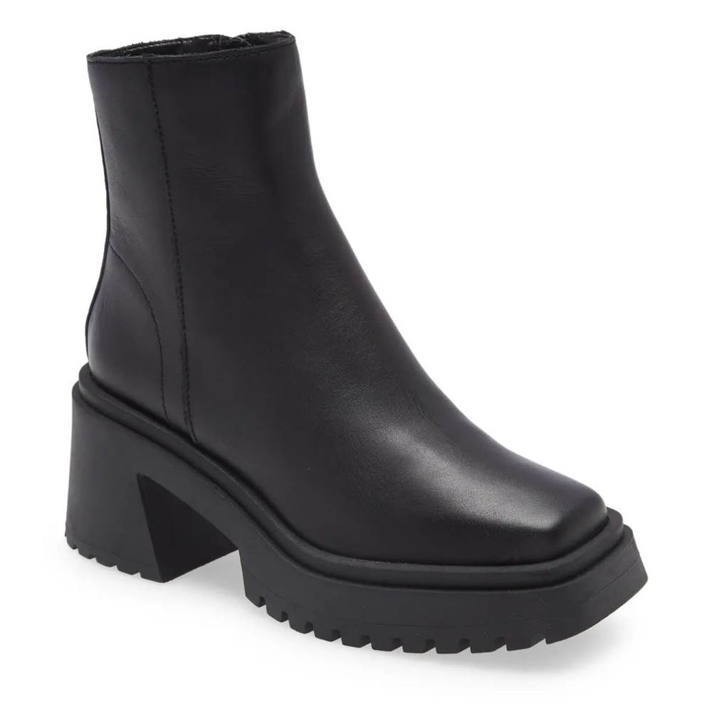 Steve Madden Fella Black Leather Platform Ankle Boots 7.5